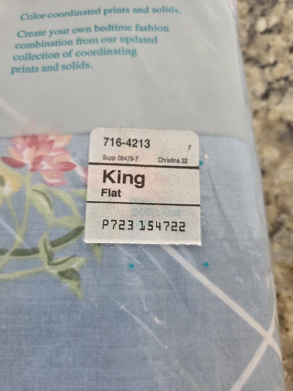 JCPenney Vintage Home Collection King Size Flat Sheet Blue Floral Christina NEW